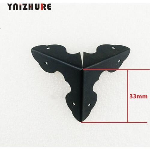 33mm 4Pcs Luggage Case Box Corner Brackets Decorative Corner For Furniture Decoration Triangular Rattan Carved Black Color
