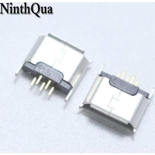 5pcs Micro USB 5PIN Female jack 3+2 Straight Pins Curling Connector For Mobile Phone DIY Repair Parts
