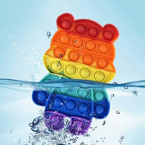 Bubble Antistress Toys Adult Children Sensory Relieve Bear Silicone Tie-Dye Push Bubble Relaxing Toy Autism Special