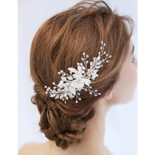 White Flower Bridal Hair Combs Hair Accessories Wedding Hair Comb Floral Pearl Women Head Jewelry Hair Wedding Accessories