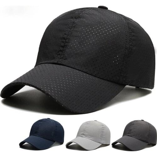 DT110 New 2021 Baseball Cap Quick Drying Hats Men Women Summer Unisex Breathable Solid Thin Mesh Snapback Hat Bone Baseball Hat