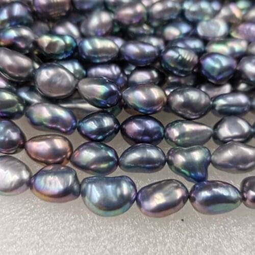 New Lots 5 strands 9-10mm peacock black freshwater pearl baroque beads strings