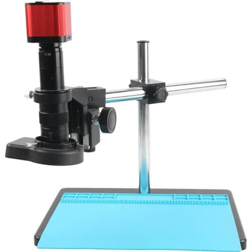 4K 1080P USB HDMI SONY IMX337 Industrial Lab PCB Soldering TF Video Microscope Camera+180x 300x C Mount Lens+144 LED Ring Light