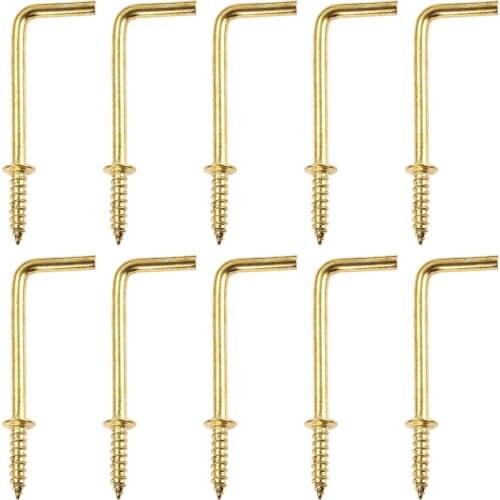 Dophee 10pcs Hools Screw L Shaped Hanging Hangers Fastener Tools Home Furniture Dresser Cup Hooks