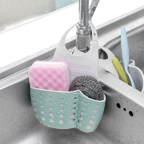 Two-Tier Adjustable Button Type Sink Storage Hanging Bag Kitchen Storage Rack Faucet Sponge Drain Rack
