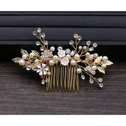 Elegant gold and silver bridal hair accessories bead comb bridal hair accessories wedding dress accessories