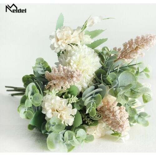 Artificial Lucky Ball Silk Flowers Home Wedding Party Decoration Artificial Green Eucylaptus Silk Flores Home Table Vase Decor