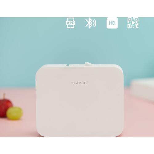 Sea Bird White Mini Pocket Label Printer Bluetooth Portable Handheld Thermal Printer for Mobile Phone Android and IOS