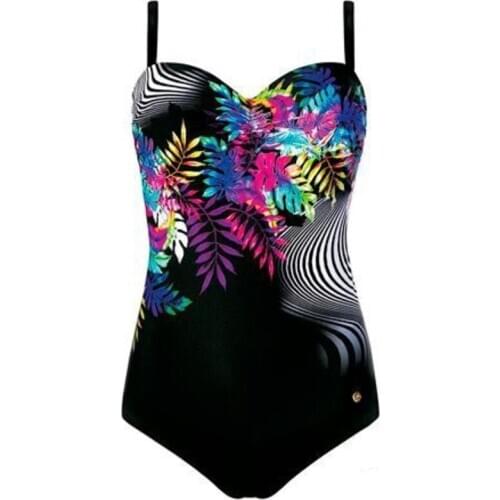 Floral Sexy Large Size Swimwear With Push Up Plus Size One-piece Female Swimsuit Closed Body Bathing Suits Women Swim Beach Pool