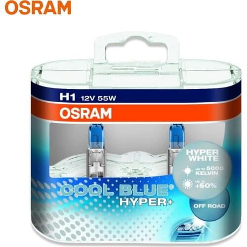 OSRAM H1 Cool Blue Hyper + White 5000K 62150CBH+ Halogen Original Headlight Car Light Brightness + 50%12V 55W(2 Pcs