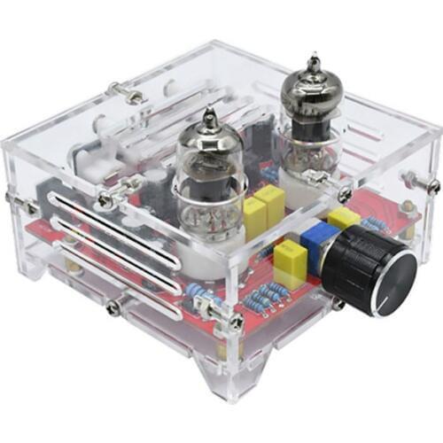 SOTAMIA 6J1 Tube Amplifier Preamp Board Hifi Stereo Dual Channel Class A Tone Volume Control Preamplifier AMP With Crystal Case