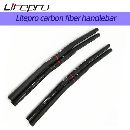Litepro Carbon Fiber Folding Bike Flat Handlebar For Brompton 25.4x580mm Ultralight Bicycle Horizontal Straight Bar BMX Parts