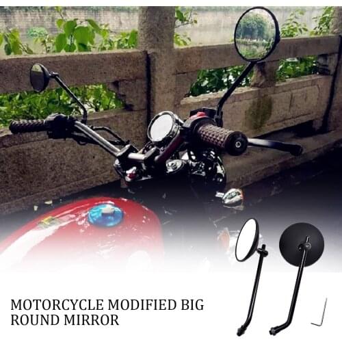 1Pair Black Cafe Racer Retro Motorcycle Modified Coffee Climb Rearview Mirror Small Round Mirror Motorcycle Accessories