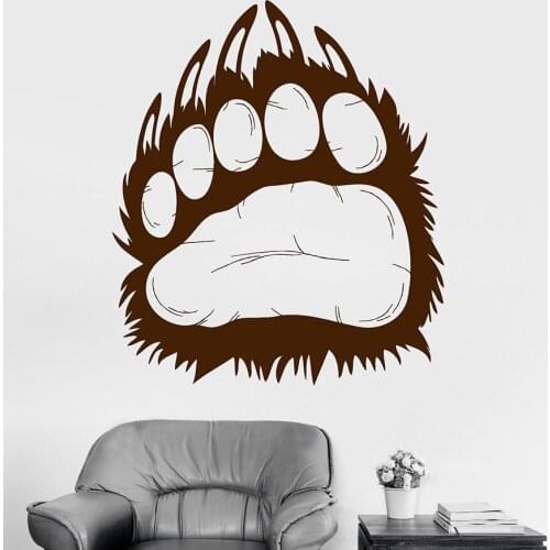 Wall Decal Grizzly Bear Animal Predator Claws Footprint Vinyl Window Glass Stickers Cool Boys Bedroom Man Cave Home Decor C027