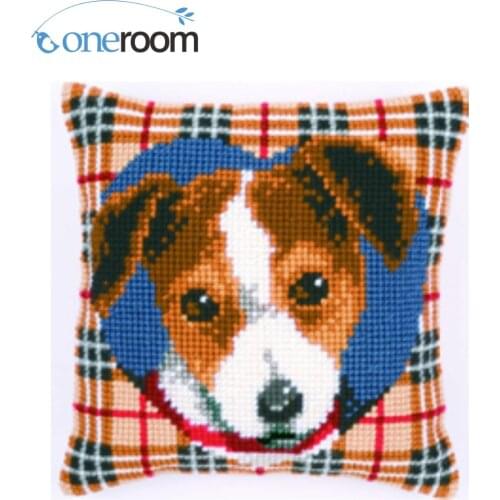 CX0007 Dog Acrylic Yarn Embroidery Pillow Tapestry Cushion Front Cross Stitch Pillowcase DIY needlework