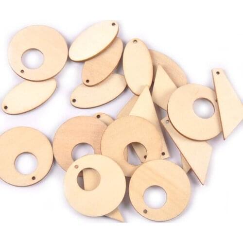 Unfinished Round Drop Shape Wood Pendant Haning For DIY Jewelry Earring Wooden Crafts Home Decor Handicraft 20Pcs 40-50mm m2601