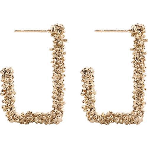 Personality Wild New Earrings Retro Fashion Alloy Geometric Carved Square Earrings Gold Grain Road Earrings Statement Earrings
