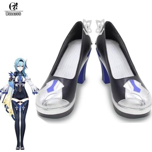 ROLECOS Game Genshin Impact Eula Cosplay Shoes Eula High Heels Shoes For Women Cosplay Halloween