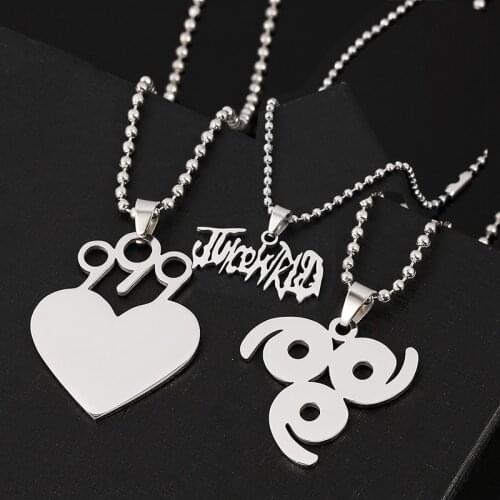 2020 Punk Heart Pendant Rapper Juice WRLD Necklace Maxi Beaded Chain Stainless Steel 999 Wrld Necklaces Gift for Men Women