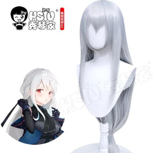 「HSIU Brand」 Arknights Cosplay Skadi Wig 95CM 37.4 inches Silver Gray Long Hair Fiber synthetic With Free Brand Rose Intranet