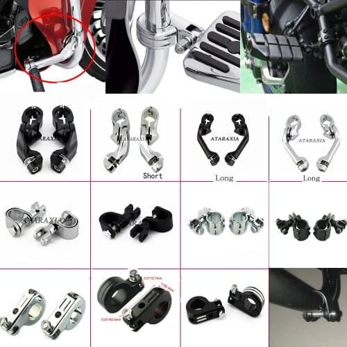32mm 1.25" Motorcycle Highway Foot Pegs Engine Guard Crash Bar Footrests w/ Clamps Mount Pedal For Harley Honda Yamaha Chopper