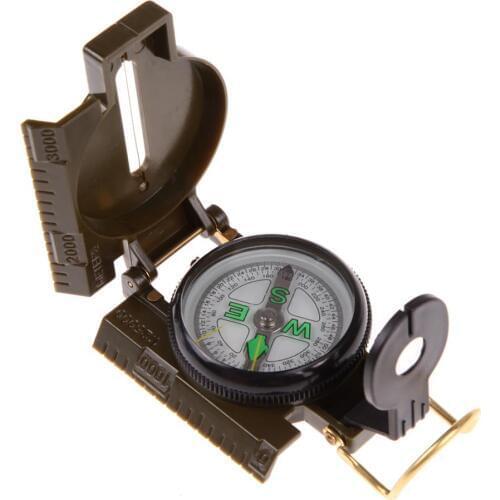 Portable Army Green Folding Lens Compass Metal Military Marching Lensatic Camping Compass New Hot selling Outdoor tools