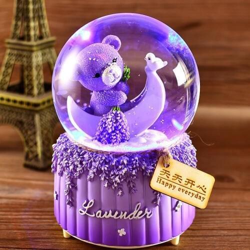 Rotate Music Box Luxury Carousel Music Box Crystal Ball Music Box with Castle Sky Tune Creative Home Decor Ornament Gifts Light