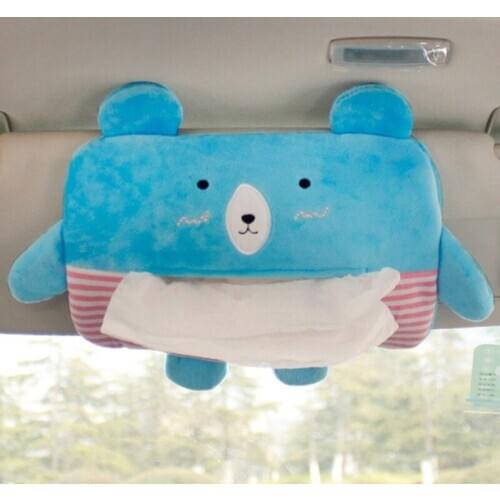 Lovely Car Tissue Case Cartoon Animal Sun Visor Hanging Tissue Box for Car Back Hanging Pumping Paper Towel Tissue Boxes