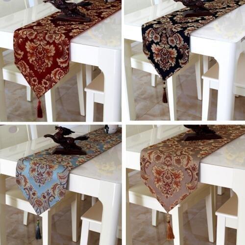 Luxury Fashion Jacquard Table Runner Red Pendant Tablecloth Table Flag Placemat Wedding embroidery table cloth for christmast