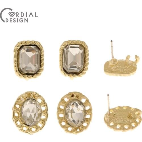 Cordial Design 100Pcs Jewelry Accessories/Rhinestone Earrings Stud/Oval Shape/DIY Making/Jewelry Findings & Components/Hand Made