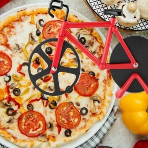 Stainless Steel Bicycle Pizza Cutter Wheel Plastic Bike Roller Pizza Chopper Slicer Pizza Cutter Knives bakery tools reposteria