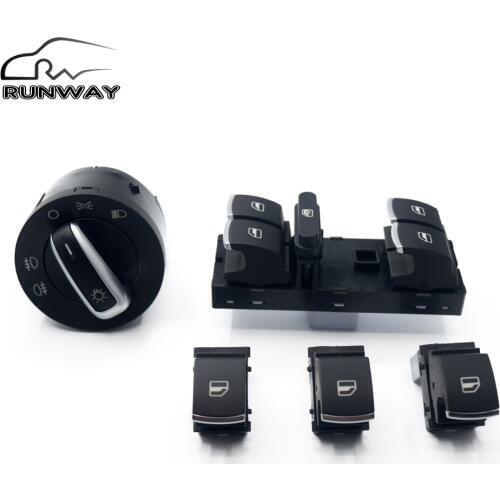 Power Headlight Switch Window Switch For Volkswagen VW jetta Mk3 Mk4 mk5 golf & GTI 5 6 tiguan passat b6 B7 CC 5PCS/SET