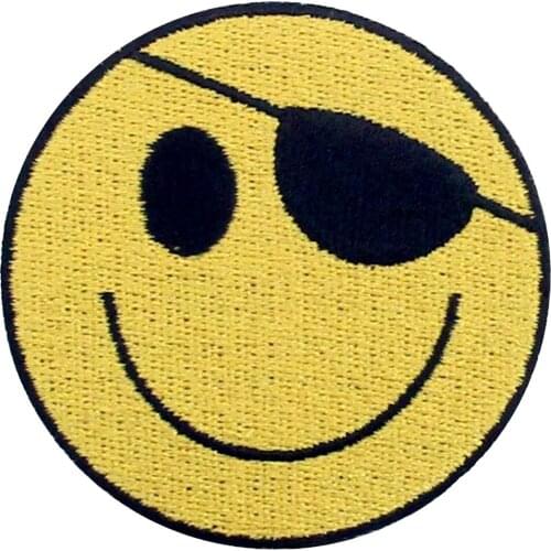 Embird Embroidery Embroidered Tactical Patch for Hat Smiley Happy Smile One Eye Face Badge Ceo-Friendly Handmade Iron on Badge