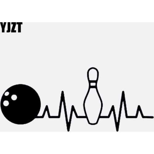 YJZT 16.7CM*7.1CM Interesting Bowling Heartbeat Vinyl Decoration Black/Silver Car Sticker C22-1289