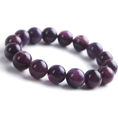 13mm Natural Genuine Charoite Stretch Bracelets For Women Purple Crystal Charm Round Bead Bracelet