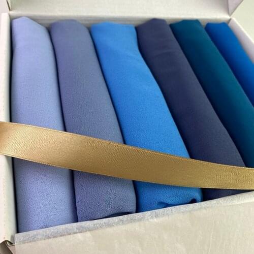 Women Solid Color Hijabs Shawls Headband Navy Blue Hijabs with Gift Box Headscarf Foulard Femme