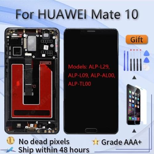 For HUAWEI Mate 10 Version ALP-L29 L09 AL00 LCD screen assembly with front case touch glass, Original black gold Mocha Brown