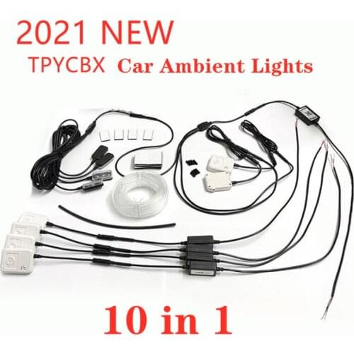 10 in 1 car ambient light 6 meters high quality light guide car door decorative atmosphere light APP control 64-color foot light