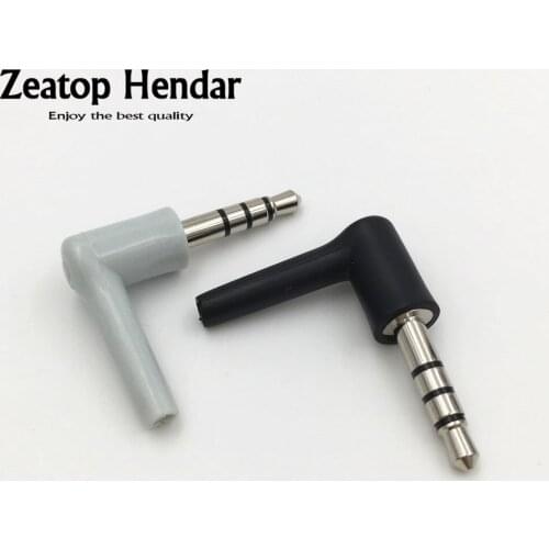 100Pcs Long 3.5mm Male 4 Pole Stereo Headset Plug 90 Degrees Soldering Audio Plugs with Housing DIY Headphone Connector 17mm