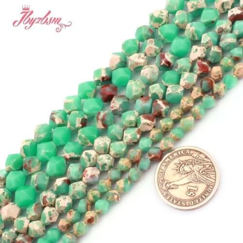 6,8,10mm Snakeskin ShouShan Green Faceted Square Loose Natural Stone Beads For DIY Bracelet Necklace Jewelry Making Strand 15"