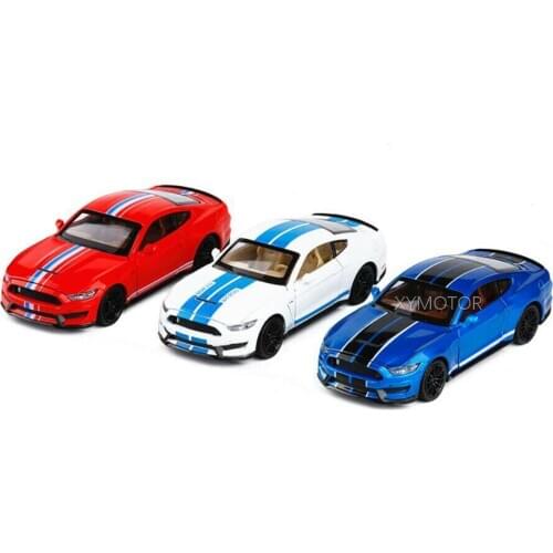 CaiPo 1/32 Ford Mustang Shelby GT350 Diecast Model Toys Car Boys Girls Kids Gifts Sound light pull back White/Red/Blue