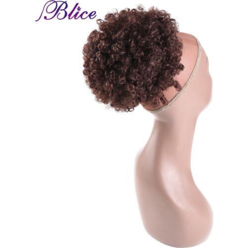 Blice 9inch Synthetic Curly Hair Ponytail African American Short Afro Synthetic Drawstring Puff Ponytail Hair Extensions