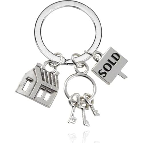 Real Estate Agent Keys Keychain House Keys Sold Charms Realtor Jewelry Fathers Day Keyring Gifts For Women Men Key Chains