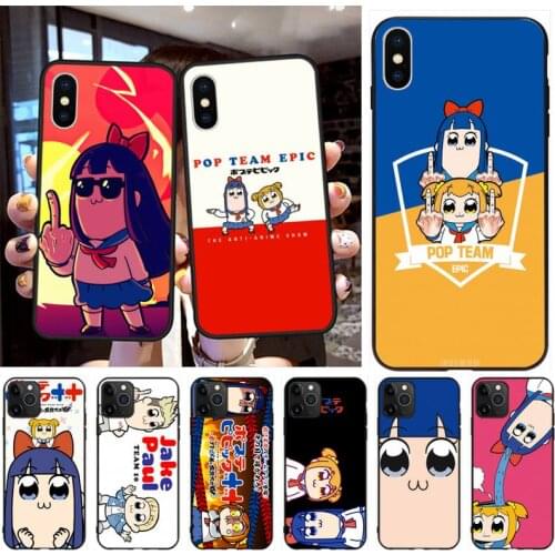 CUTEWANAN Cartoon Pop Team Epic DIY Painted Bling Phone Case for iPhone 11 pro XS MAX 8 7 6 6S Plus X 5S SE 2020 XR case