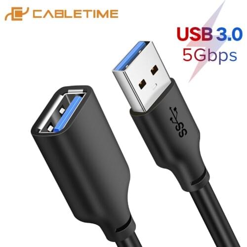 CABLETIME USB Extension Cable USB3.0 to USB M/F Type A Cable 5Gbps USB Extender Data TransferCord for Laptop SSD TV Smart C267