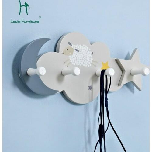 Louis Fashion Coat Racks Childrens Room Cartoon Wall Door Wooden Wall Hanging Hook Clothes