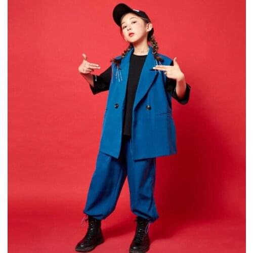 Kids Cool Hip Hop Clothing T Shirt Tops Sleeveless Jacket Streetwear Pants For Girls Boys Show Stage Dance Costumes Rave Clothes
