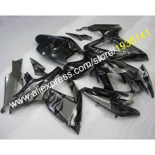 For Suzuki GSX-R600 GSXR750 K6 2006 2007 GSXR600 GSX-R750 06 07 Black Flame Aftermarket Motorcycle Fairing (Injection molding)
