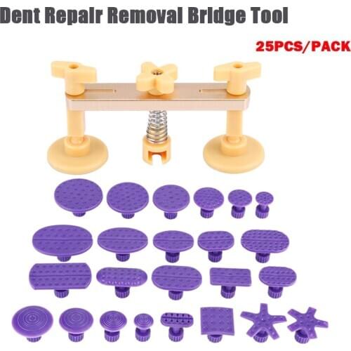 PDR Paintless Dent Repair Tools Car Body Dent Hail pops dent Repair Removal Bridge & 24 Pcs Glue Tab down Kit Puller Instruments