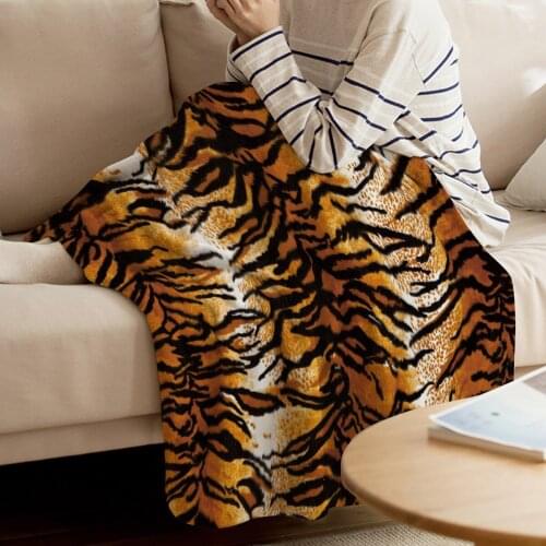 Skin Tiger Yellow Throw Blanket Warm Microfiber Blanket Cartoon Blankets For Beds Home Decor